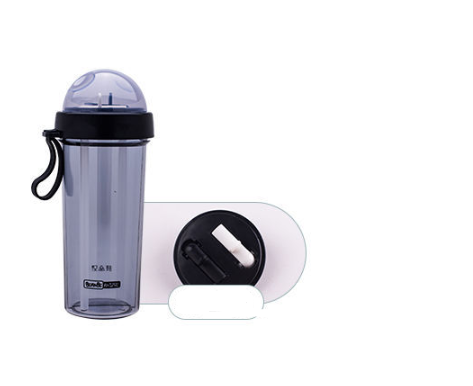 Portable Dual Straw Separated Drink Water Drink Bottle